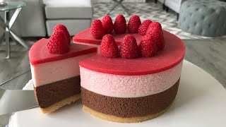 Keto Chocolate and Raspberry Mousse Cake  No Bake [upl. by Stambaugh37]