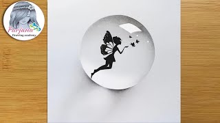 How to draw a fairy inside crystal ball for beginners  step by step  Pencil Sketch [upl. by Etteuqaj]