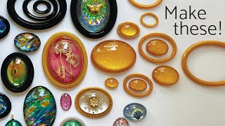 Make Oval Cabochons Frames Dishes  Best Mold Ever resin jewelry clay wax candy casting [upl. by Nahttam586]