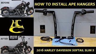 How to Install Ape Hangers Handlebars Harley Davidson Softail Slim S [upl. by Hildegarde243]