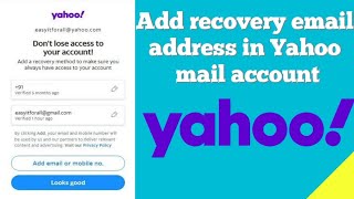 How to add recovery email address in Yahoo mail account [upl. by Merna]