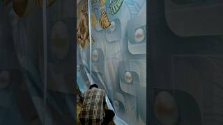 How To Apply Wallpaper painted wall akbhai560 wallprinter wallpaper digitalprint flexprint [upl. by Llekram896]