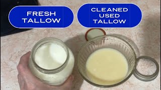 Cleaning used tallow to reuse for cooking other foods [upl. by Anidal669]