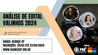 Análise de Edital  Concurso Público de Valinhos 2024  Cargos da Educação [upl. by Pani92]