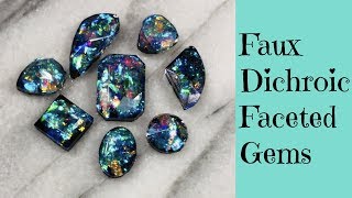 Creating Faux Dichroic Glass Gemstones Cabochons For Jewelry Making DIY UV Resin Tutorial [upl. by Leilah]