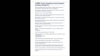 CAMRT Exam Questions And Answers Already Graded A [upl. by Yenduhc]