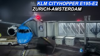 FLYING KLM CITYHOPPER E195E2 FROM ZURICH TO AMSTERDAM [upl. by Storfer103]