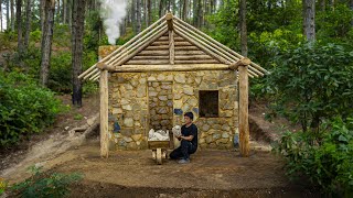 Build a Cozy Bushcraft House Using Scraps Wooden Wheelbarrows Catch and Cook in the Wild [upl. by Feliks]