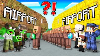 JJs Family RICH AIRPORT vs Mikeys Family POOR AIRPORT Survive Battle in Minecraft  Maizen [upl. by Ridinger]