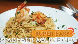 Easiest Aglio e Olio Pasta with Shrimp  5 ingredients Pasta Recipe [upl. by Niltak]