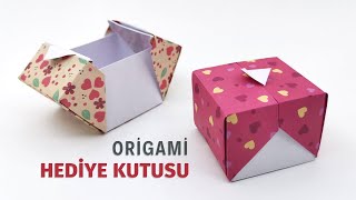 Origami Hediye Kutusu Yapımı Kağıttan Kolay Kutu Nasıl Yapılır [upl. by Novia]