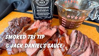 Traeger Smoked TriTip with Jack Daniels Sauce Recipe  Easy Smoker Recipes [upl. by Trebo]