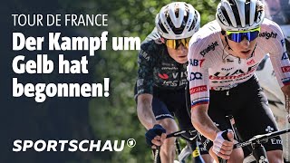 Tour de France 2 Etappe Highlights Pogacar und Vingegaard duellieren sich hart  Sportschau [upl. by Alyose]