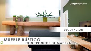 Mueble de estilo rústico con troncos de madera 💕 Banco o mesita de madera​ 🏘️​ Hogarmania [upl. by Gnem]