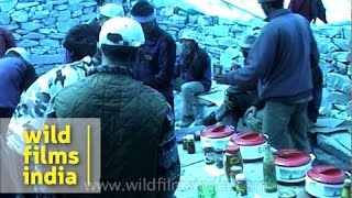 Everest climbers take meals at Base Camp [upl. by Laekim]