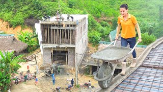 Build a House with 100K  Cast Concrete Pillar Build Brick Walls And Pour Second Floor [upl. by Karna]