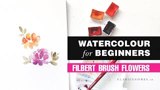 How to Paint Watercolour Florals with the Filbert Brush Watercolour for Beginners [upl. by Colburn812]