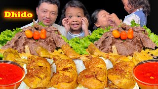 Eating Authentic Nepali Food Dhido With Chicken Curry Chicken Leg Piece Nepali Mukbang Eating Show [upl. by Randall829]