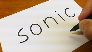 How to turn words SONIC（SEGA） into a Cartoon  Drawing doodle art on paper [upl. by Faustena]