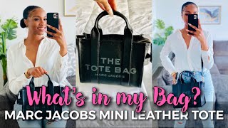 MOST COMPLIMENTED What’s in my Marc Jacobs Leather Mini Tote Bag  REVIEW  Janika Bates [upl. by Junieta]