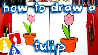 How To Draw A Tulip In A Pot  Plant A Flower Day [upl. by Ennairac482]