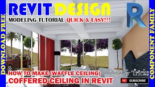 RD052 How to make a Coffered Ceiling Waffle Ceiling in Revit [upl. by Mag]