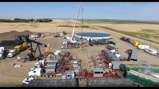 Plug and perf hydraulic fracturing fracking operation in Saskatchewan 2017 [upl. by Alor]