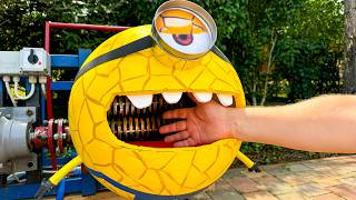 Real Life MEGA MINION Shredder Robot Eats Almost Anything amp Anyone [upl. by Iznek]