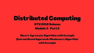 Distributed Computing KTU 2019 Scheme Ricart Agrawala Algorithm Maekawas Algorithm [upl. by Nnylekoorb]