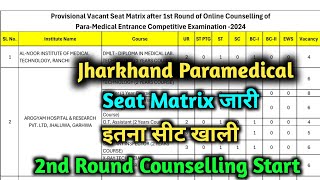 Jharkhand Paramedical Seat Matrix Release After 1st Round Counselling 2024  K2 Academy [upl. by Ynehpets]