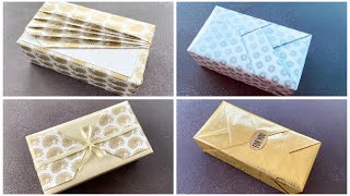 4 Easy Gift Wraps for Christmas  DIY Gift Packing Idea  Rectangle Box Gift Wrap giftwrapping [upl. by Ettigdirb590]