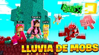 NADIE SOBREVIVE a la LLUVIA DE MOBS en una ISLA NETHER 😱 Sandra Cires Play con Lyna y LovelyEla 🔥 [upl. by Ellac]