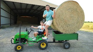 Hudsons tractor saves the day spraying hay  Tractor for kids [upl. by Adikam]