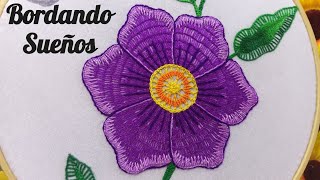 Bordado paso a paso para flores grandes 🌺Te encantará lo fácil que es [upl. by Daggna]