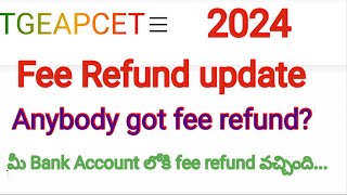 TGEAPCET 2024 Fee Refund Status  bank అకౌంట్ check చేసుకొండి tseamcet tgeamcet tgeapcet [upl. by Krysta]