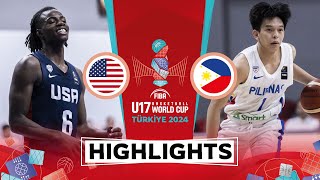 USA 🇺🇸 vs Philippines 🇵🇭  Highlights  FIBA U17 Basketball World Cup 2024 [upl. by Oznerol801]