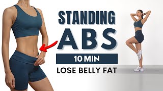 10 MIN STANDING ABS WORKOUT TO LOSE BELLY FAT  No Jumping No Squats No Lunges [upl. by Neelra]