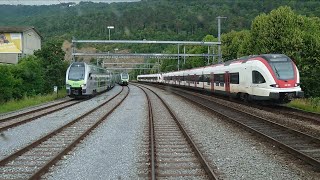 4K Cabride Führerstandmitfahrt Porrentruy  Delémont en cabine dune Flirt France RABe 522 [upl. by Kylie]