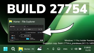 New Windows 11 Build 27754 – New System Tray New Taskbar Thumbnails and Fixes Canary [upl. by Whelan50]