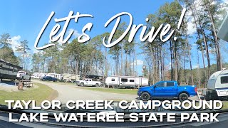 Lets Drive Taylor Creek Campground at Lake Wateree State Park South Carolina [upl. by Goran]