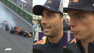 Ricciardo and Verstappen Explain Baku Crash  2018 Azerbaijan Grand Prix [upl. by Ayidah]