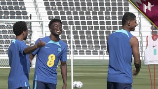 Sterling Saka and Rashford all SMILES in England training today [upl. by Neeluj]