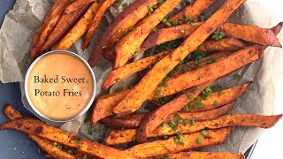 Baked Sweet Potato Fries  Easy sweet potato fries [upl. by Haman912]