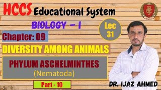 Phylum Aschelminthes  Nematoda  Part X  Chapter 9  1ST YEAR  Dr IJAZ AHMED  LEC31 [upl. by Aikrehs]