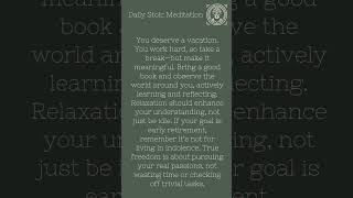 Sept 26 Daily Stoic Meditation WHAT TIME OFF IS FOR dailystoic dailystoicism stoic philosophy [upl. by Lauren]