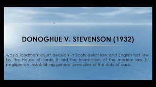 Donoghue v Stevenson 1932  Doctrine of Negligence  Law of Tort  Case Summary [upl. by Woodley310]