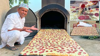 Biggest Pepperoni Pizza in A Huge Mud Oven  Mubashir Saddique  Village Food Secrets [upl. by Aihsile]