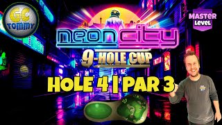 Master QR Hole 4  Par 3 HIO  Neon City 9hole cup Golf Clash Guide [upl. by Nospmis]