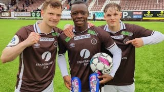 Alie Conteh Mjøndalen IF perfect hattrick [upl. by Namdor113]