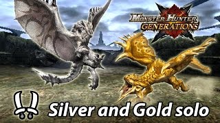 MHGen  Hyper Silver Rathalos amp Gold Rathian solo Adept Dual Blades  2417 [upl. by Strepphon]